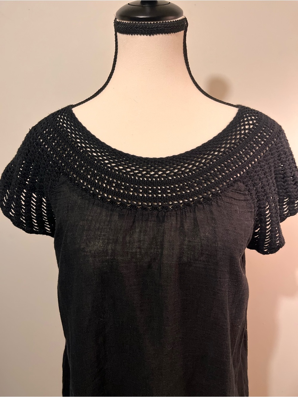 Banana Republic Black Crochet-Yoke Tunic
